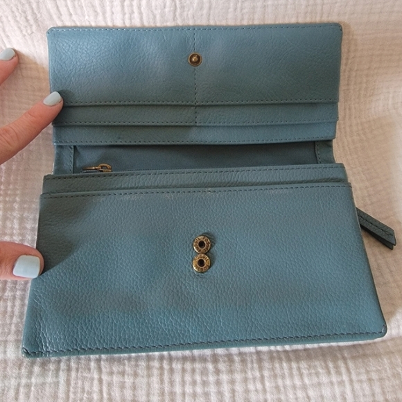 Fossil patchwork foldover leather clutch wallet - Picture 6 of 9